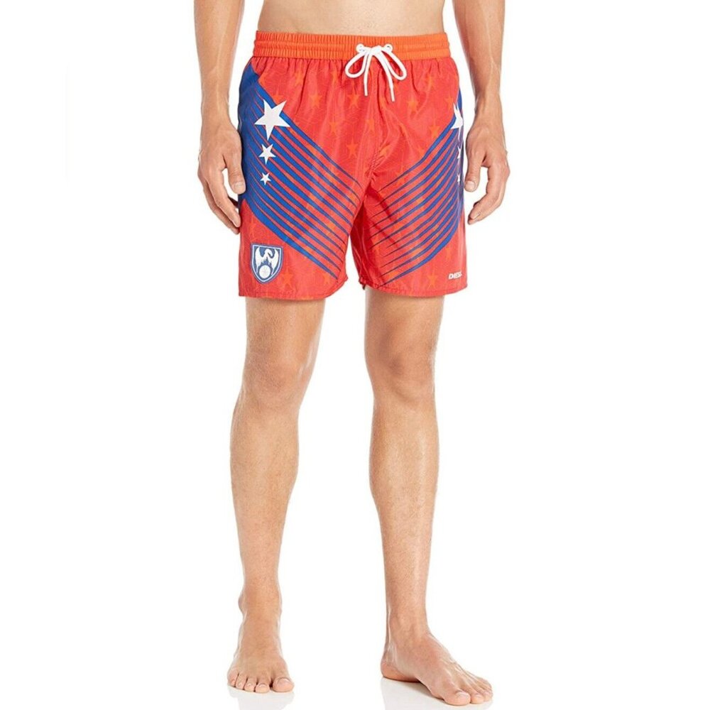$78 Diesel Men’s BMBX Wavenew SW Lightweight Short In Blue-Red Swimsuit Size S